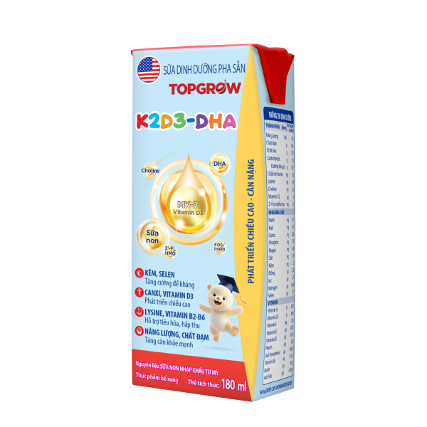Sữa dinh dưỡng pha sẵn Topgrow K2D3 – DHA